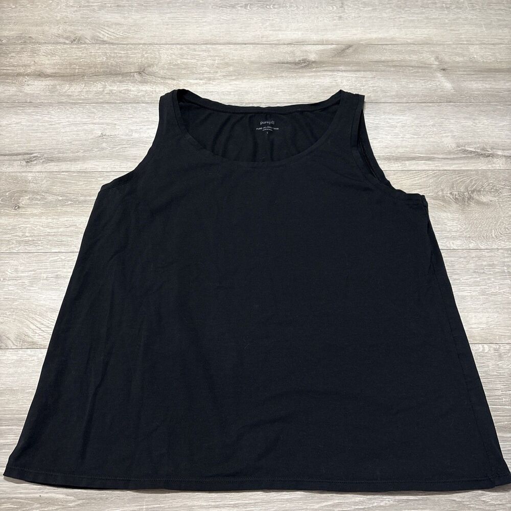 Pure Jill Easy Tank Black Scoop Neck Wide Strap Stretch A Line Women's Large